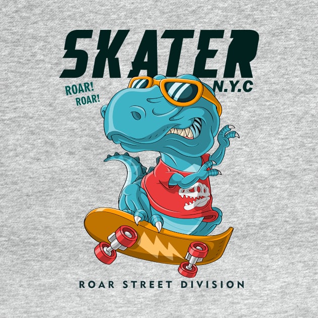 cool dinosaur playing skateboarding by Tshirt lover 1